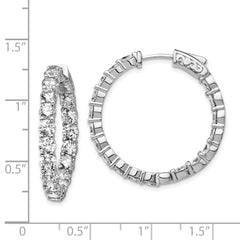 Sterling Shimmer Sterling Silver Rhodium-plated 36 Stone 3.5mm CZ In and Out Round Hinged Hoop Earrings