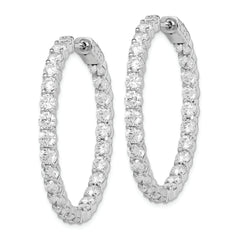 Sterling Shimmer Sterling Silver Rhodium-plated 52 Stone 3.5mm CZ In and Out Round Hinged Hoop Earrings