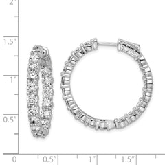 Sterling Shimmer Sterling Silver Rhodium-plated 36 Stone 3.75mm CZ In and Out Round Hinged Hoop Earrings