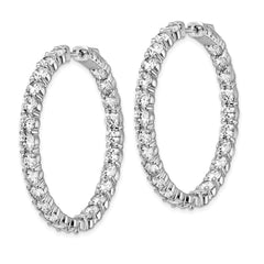 Sterling Shimmer Sterling Silver Rhodium-plated 50 Stone 3.75mm CZ In and Out Round Hinged Hoop Earrings