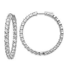 Sterling Shimmer Sterling Silver Rhodium-plated 50 Stone 3.75mm CZ In and Out Round Hinged Hoop Earrings