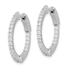 Sterling Shimmer Sterling Silver Rhodium-plated 46 Stone 1.7mm CZ In and Out Round Hinged Hoop Earrings