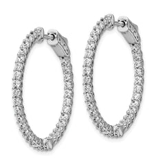 Sterling Shimmer Sterling Silver Rhodium-plated 64 Stone 2mm CZ In and Out Round Hinged Hoop Earrings