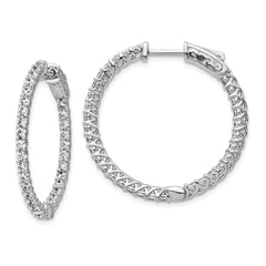 Sterling Shimmer Sterling Silver Rhodium-plated 64 Stone 2mm CZ In and Out Round Hinged Hoop Earrings