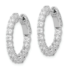 Sterling Shimmer Sterling Silver Rhodium-plated 26 Stone 2.5mm CZ In and Out Round Hinged Hoop Earrings