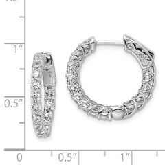 Sterling Shimmer Sterling Silver Rhodium-plated 26 Stone 2.5mm CZ In and Out Round Hinged Hoop Earrings