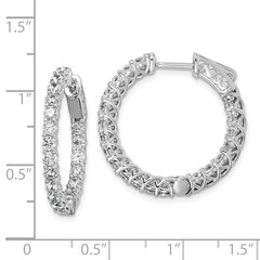 Sterling Shimmer Sterling Silver Rhodium-plated 40 Stone 2.5mm CZ In and Out Round Hinged Hoop Earrings