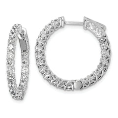 Sterling Shimmer Sterling Silver Rhodium-plated 40 Stone 2.5mm CZ In and Out Round Hinged Hoop Earrings