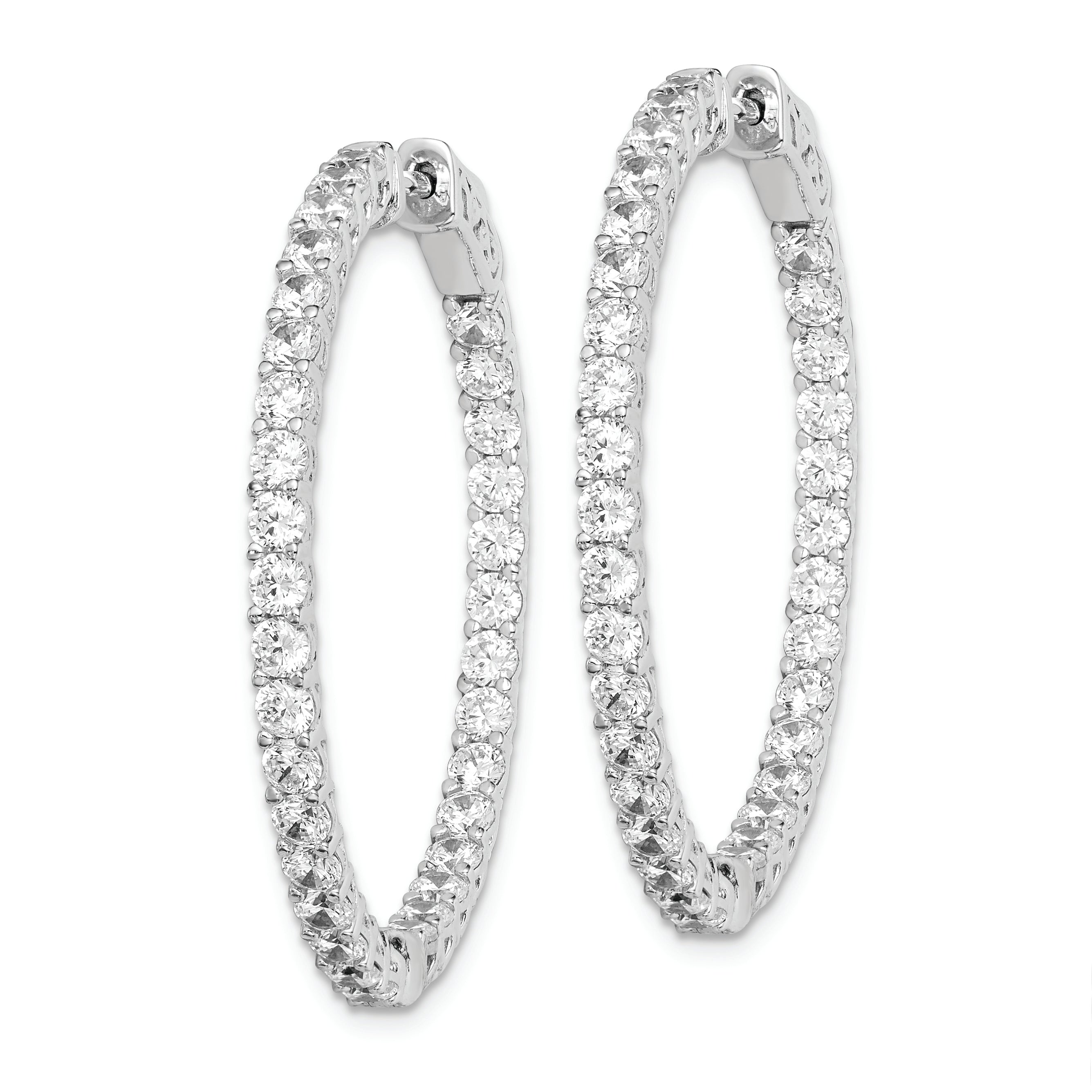 Sterling Shimmer Sterling Silver Rhodium-plated 66 Stone 2.5mm CZ In and Out Round Hinged Hoop Earrings