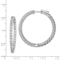 Sterling Shimmer Sterling Silver Rhodium-plated 66 Stone 2.5mm CZ In and Out Round Hinged Hoop Earrings