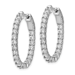 Sterling Shimmer Sterling Silver Rhodium-plated 42 Stone 2.5mm CZ In and Out Oval Hinged Hoop Earrings