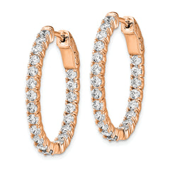 Sterling Shimmer Sterling Silver Rose-tone Flash Rose Gold-plated 42 Stone 2.5mm CZ In and Out Oval Hinged Hoop Earrings