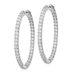 Sterling Shimmer Sterling Silver Rhodium-plated 78 Stone 2.5mm CZ In and Out Oval Hinged Hoop Earrings