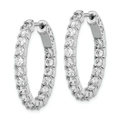 Sterling Shimmer Sterling Silver Rhodium-plated 34 Stone 3.0mm CZ In and Out Oval Hinged Hoop Earrings