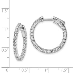 Sterling Shimmer Sterling Silver Rhodium-plated 50 Stone 1.7mm CZ In and Out Round Hinged Hoop Earrings