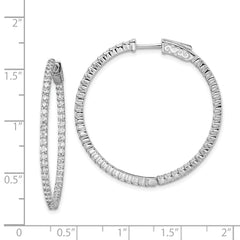 Sterling Shimmer Sterling Silver Rhodium-plated 100 Stone 1.7mm CZ In and Out Round Hinged Hoop Earrings