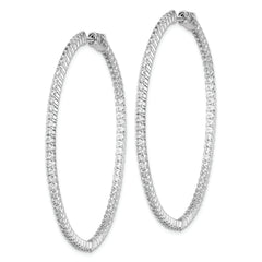 Sterling Shimmer Sterling Silver Rhodium-plated 150 Stone 1.7mm CZ In and Out Round Hinged Hoop Earrings