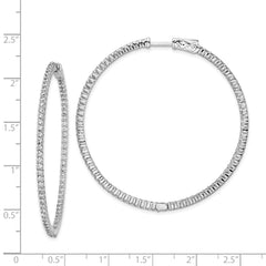 Sterling Shimmer Sterling Silver Rhodium-plated 150 Stone 1.7mm CZ In and Out Round Hinged Hoop Earrings