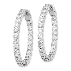 Sterling Shimmer Sterling Silver Rhodium-plated 50 Stone 3mm CZ In and Out Round Hinged Hoop Earrings