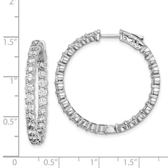 Sterling Shimmer Sterling Silver Rhodium-plated 50 Stone 3mm CZ In and Out Round Hinged Hoop Earrings