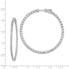 Sterling Shimmer Sterling Silver Rhodium-plated 90 Stone 2mm CZ In and Out Round Hinged Hoop Earrings