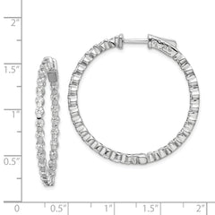 Sterling Shimmer Sterling Silver Rhodium-plated 52 Stone 2.3mm CZ In and Out Round Hinged Hoop Earrings