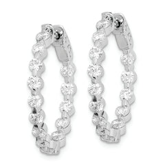 Sterling Shimmer Sterling Silver Rhodium-plated 28 Stone 2.7mm CZ In and Out Round Hinged Hoop Earrings