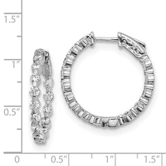 Sterling Shimmer Sterling Silver Rhodium-plated 28 Stone 2.7mm CZ In and Out Round Hinged Hoop Earrings