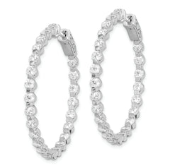 Sterling Shimmer Sterling Silver Rhodium-plated 46 Stone 2.75mm CZ In and Out Round Hinged Hoop Earrings