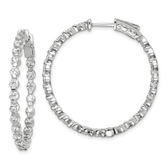 Sterling Shimmer Sterling Silver Rhodium-plated 46 Stone 2.75mm CZ In and Out Round Hinged Hoop Earrings