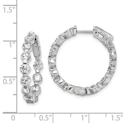 Sterling Shimmer Sterling Silver Rhodium-plated 22 Stone 3.5mm CZ In and Out Round Hinged Hoop Earrings