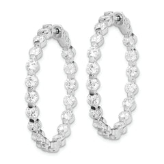 Sterling Shimmer Sterling Silver Rhodium-plated 36 Stone 3.5mm CZ In and Out Round Hinged Hoop Earrings