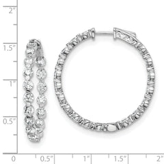 Sterling Shimmer Sterling Silver Rhodium-plated 36 Stone 3.5mm CZ In and Out Round Hinged Hoop Earrings