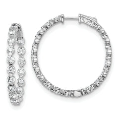 Sterling Shimmer Sterling Silver Rhodium-plated 36 Stone 3.5mm CZ In and Out Round Hinged Hoop Earrings