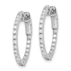 Sterling Shimmer Sterling Silver Rhodium-plated 42 Stone 1.3mm CZ In and Out Round Hinged Hoop Earrings