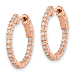 Sterling Shimmer Sterling Silver Rose-tone Rose Gold-plated 40 Stone 1.3mm CZ In and Out Round Hinged Hoop Earrings