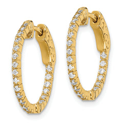 Sterling Shimmer Sterling Silver Gold-tone Flash Gold-plated 42 Stone 1.3mm CZ In and Out Round Hinged Hoop Earrings