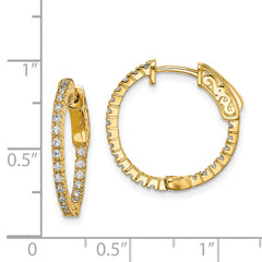 Sterling Shimmer Sterling Silver Gold-tone Flash Gold-plated 42 Stone 1.3mm CZ In and Out Round Hinged Hoop Earrings