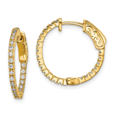 Sterling Shimmer Sterling Silver Gold-tone Flash Gold-plated 42 Stone 1.3mm CZ In and Out Round Hinged Hoop Earrings