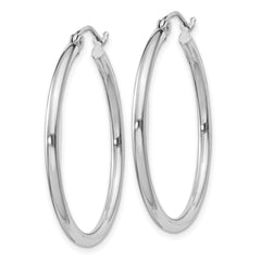 Sterling Silver Rhodium-plated 2mm Round Hoop Earrings