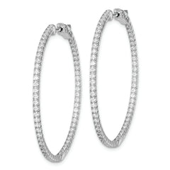 Sterling Shimmer Sterling Silver Rhodium-plated 122 Stone 1.3mm CZ In and Out Round Hinged Hoop Earrings