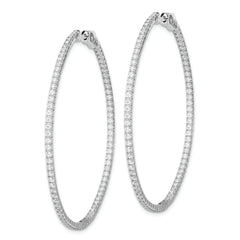 Sterling Shimmer Sterling Silver Rhodium-plated 162 Stone 1.2mm CZ In and Out Round Hinged Hoop Earrings