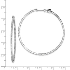 Sterling Shimmer Sterling Silver Rhodium-plated 162 Stone 1.2mm CZ In and Out Round Hinged Hoop Earrings