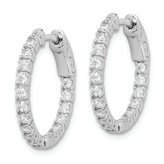 Sterling Shimmer Sterling Silver Rhodium-plated 34 Stone 1.9mm CZ In and Out Round Hinged Hoop Earrings