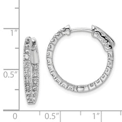 Sterling Shimmer Sterling Silver Rhodium-plated 34 Stone 1.9mm CZ In and Out Round Hinged Hoop Earrings