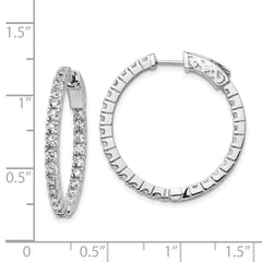 Sterling Shimmer Sterling Silver Rhodium-plated 50 Stone 1.9mm CZ In and Out Round Hinged Hoop Earrings