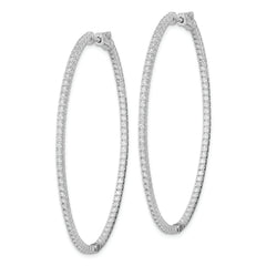 Sterling Shimmer Sterling Silver Rhodium-plated 160 Stone 1.3mm CZ In and Out Oval Hinged Hoop Earrings