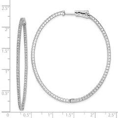 Sterling Shimmer Sterling Silver Rhodium-plated 160 Stone 1.3mm CZ In and Out Oval Hinged Hoop Earrings