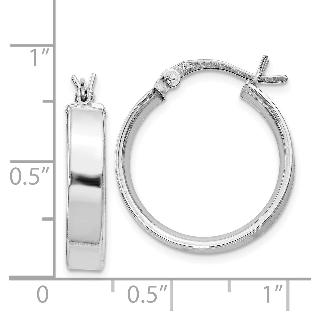 Sterling Silver Rhodium Plated 4.25x20 Hoop Earrings