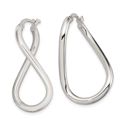 Sterling Silver Rhodium-plated Polished Twisted Oval Hoop Earrings